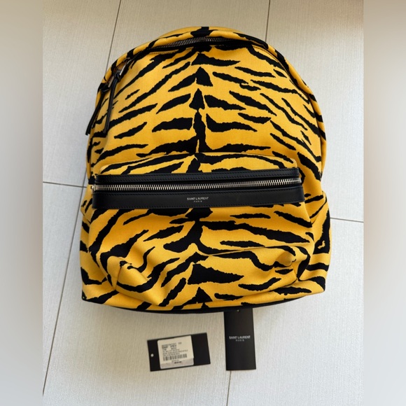 NWT Saint Laurent Leopard Yellow Black Backpack Travel main image 2